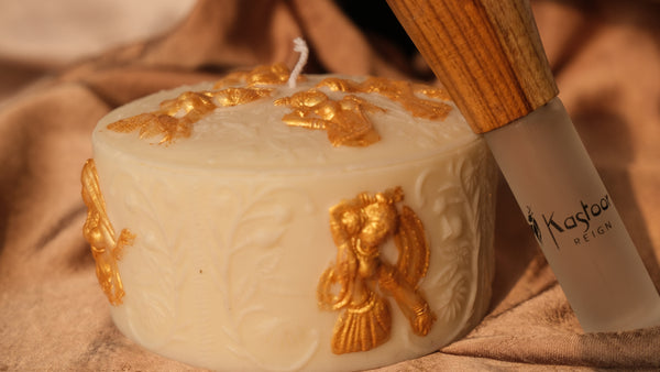 White Oudh Reign + White Gold Gilded Oudh Ellora Candle