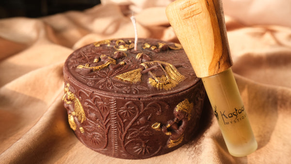 Rose & Oudh Mystique + Mahogany Gold Gilded Oudh Ellora Candle